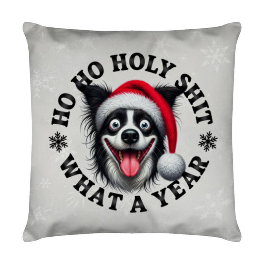 Kissen "Border Collie - HO HO..." Weiß – hunde-shirt.de