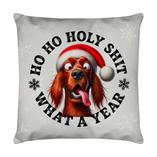 Kissen "Irish Setter - HO HO..." Weiß – hunde-shirt.de