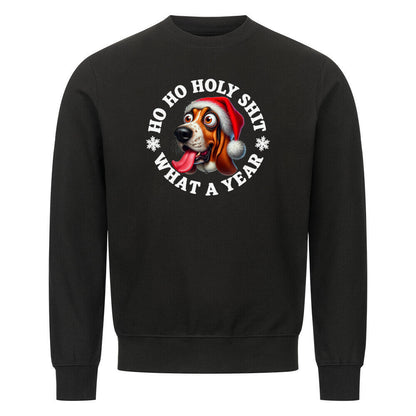 Premium Sweatshirt "Basset - HO HO..." Schwarz – hunde-shirt.de