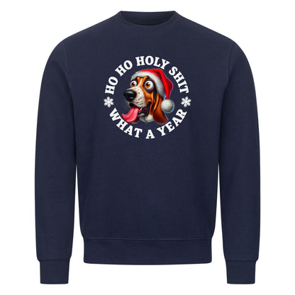 Premium Sweatshirt "Basset - HO HO..." Navy Blue – hunde-shirt.de