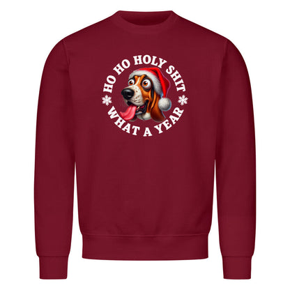 Premium Sweatshirt "Basset - HO HO..." Burgunder – hunde-shirt.de