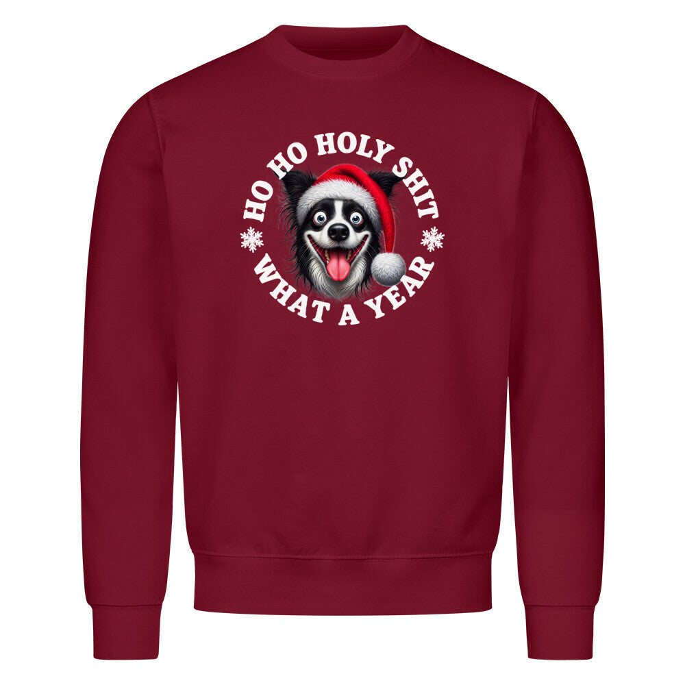 Premium Sweatshirt "Border Collie - HO HO..." Burgunder – hunde-shirt.de