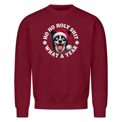 Premium Sweatshirt "Border Collie - HO HO..." Burgunder – hunde-shirt.de