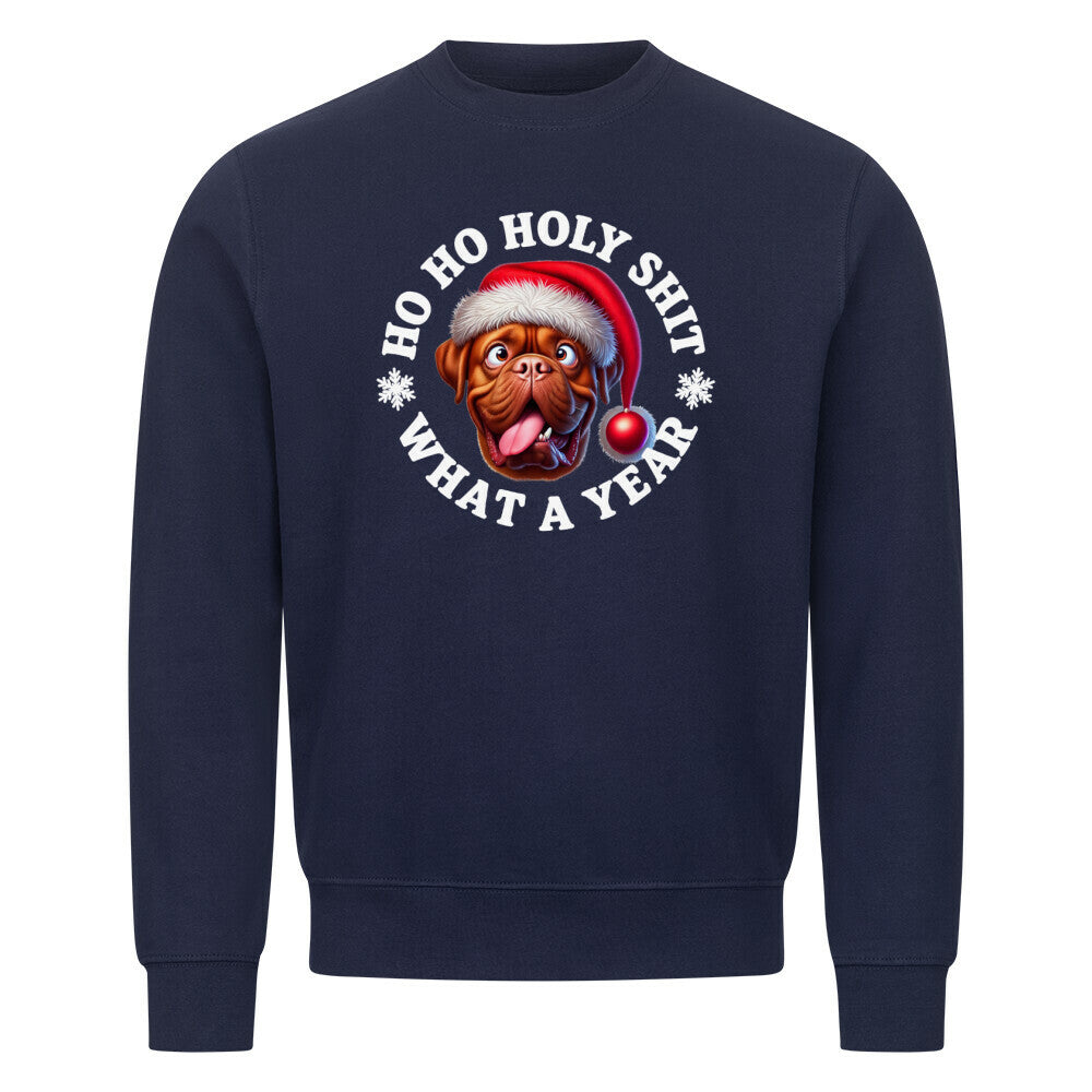Premium Sweatshirt "Bordeaux Dogge - HO HO..." Navy Blue – hunde-shirt.de