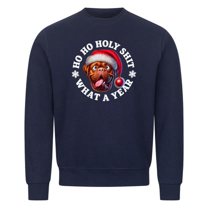 Premium Sweatshirt "Bordeaux Dogge - HO HO..." Navy Blue – hunde-shirt.de