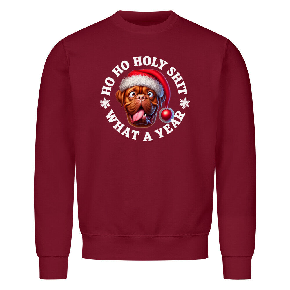 Premium Sweatshirt "Bordeaux Dogge - HO HO..." Burgunder – hunde-shirt.de