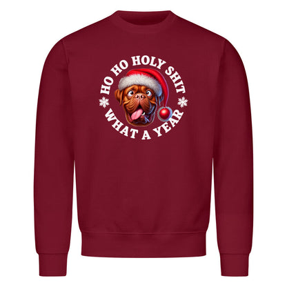 Premium Sweatshirt "Bordeaux Dogge - HO HO..." Burgunder – hunde-shirt.de