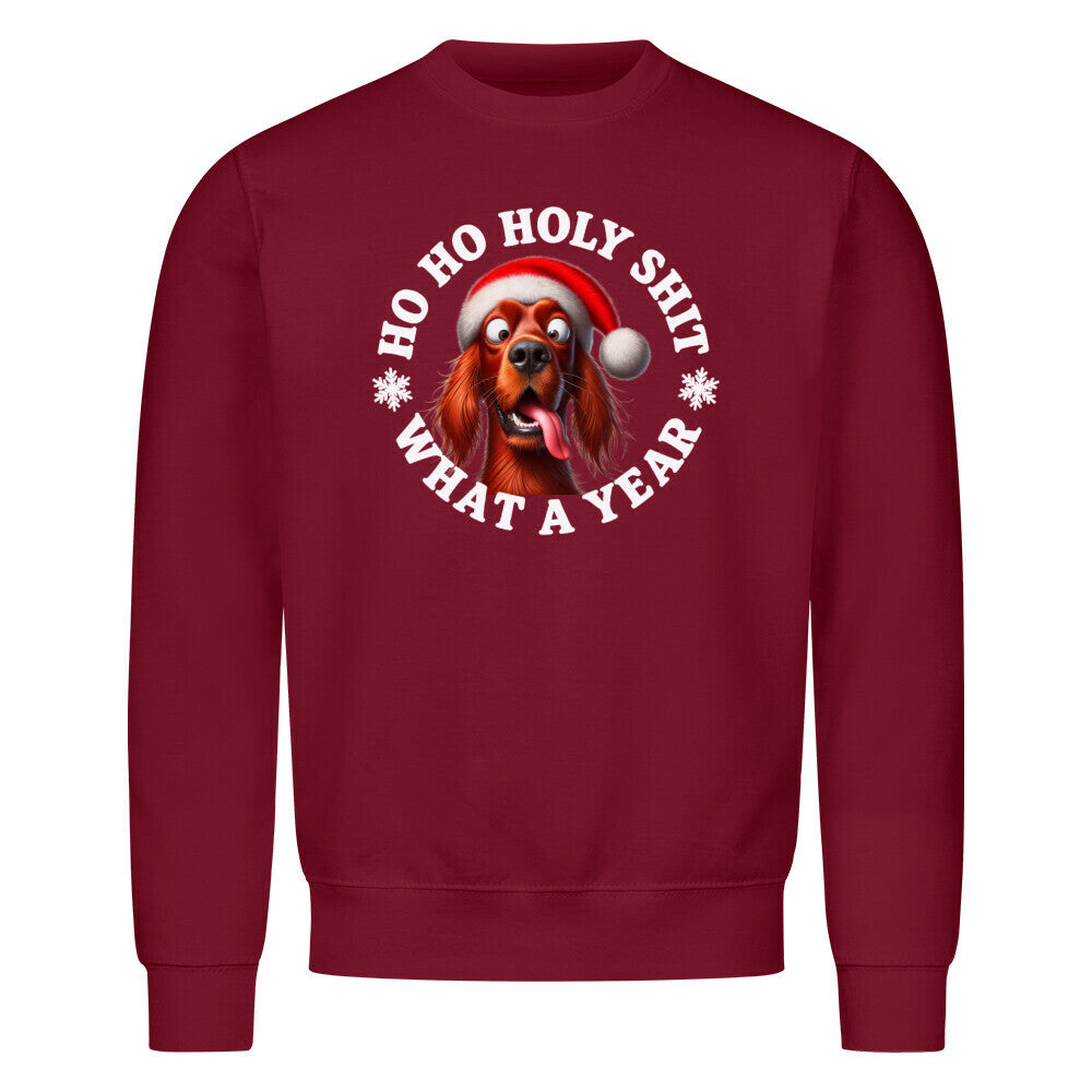 Premium Sweatshirt "Irish Setter - HO HO..." Burgunder – hunde-shirt.de