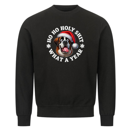 Premium Sweatshirt "Bernhardiner - HO HO..." Schwarz – hunde-shirt.de