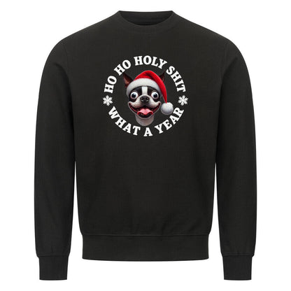 Premium Sweatshirt "Boston Terrier - HO HO..." Schwarz – hunde-shirt.de