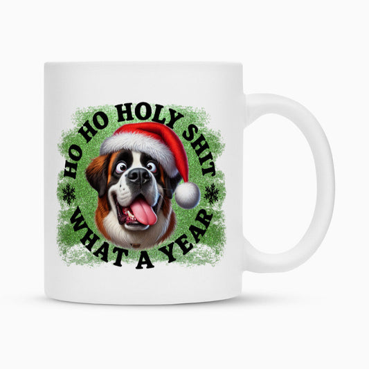 Tasse "Bernhardiner - HO HO..." Weiß – hunde-shirt.de