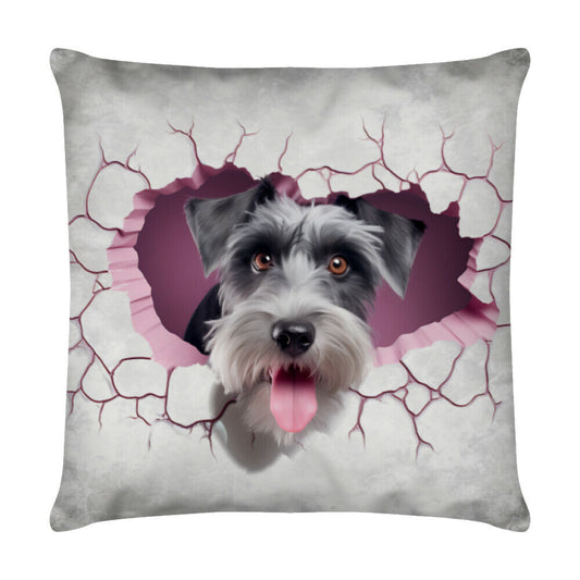 Kissen "Zwergschnauzer - Look" Weiß – hunde-shirt.de