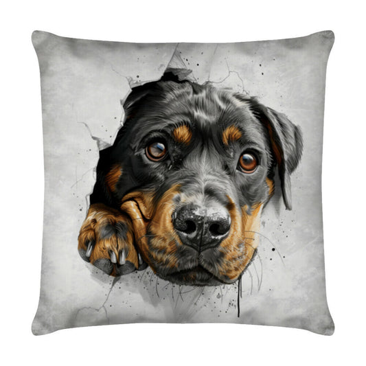 Kissen "Rottweiler - Look" Weiß – hunde-shirt.de