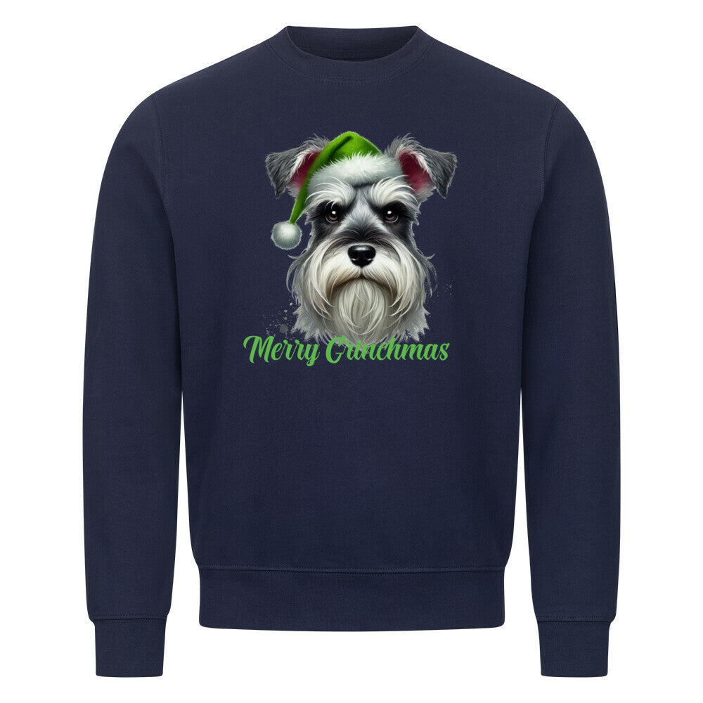 Premium Sweatshirt "Zwergschnauzer - Merry Grinchmas" Navy Blue – hunde-shirt.de