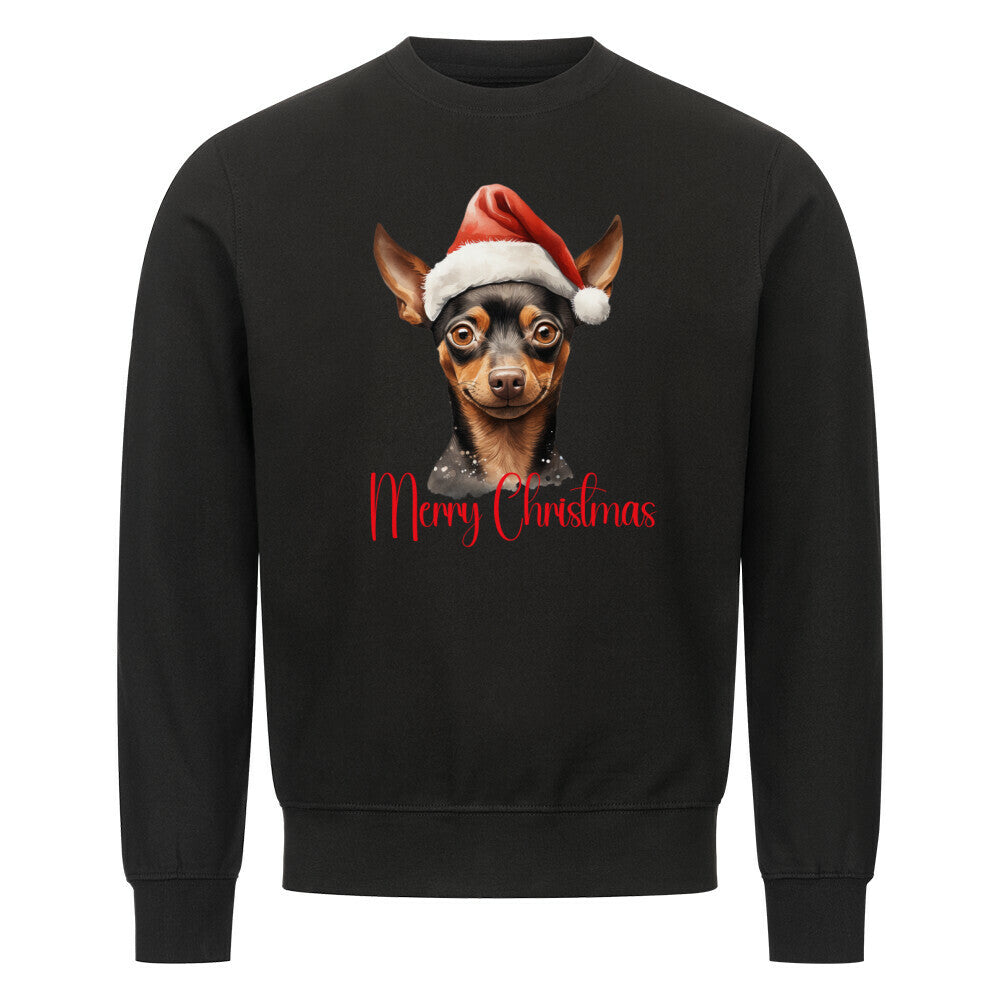 Premium Sweatshirt "Zwergpinscher - Merry Christmas" Schwarz – hunde-shirt.de