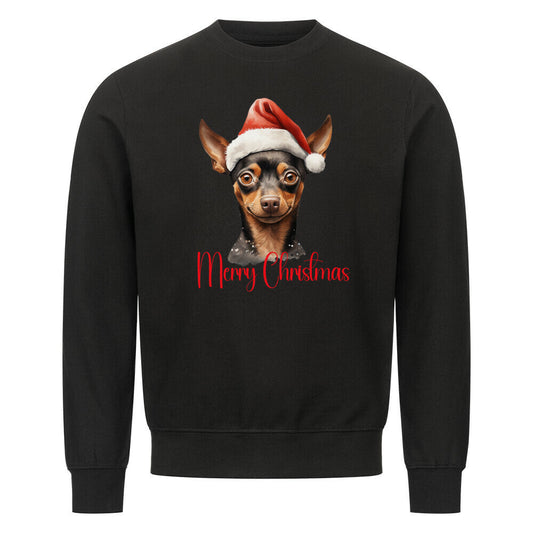 Premium Sweatshirt "Zwergpinscher - Merry Christmas" Schwarz – hunde-shirt.de