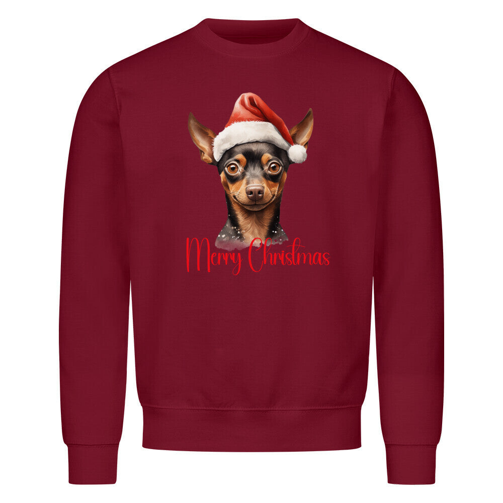 Premium Sweatshirt "Zwergpinscher - Merry Christmas" Burgunder – hunde-shirt.de