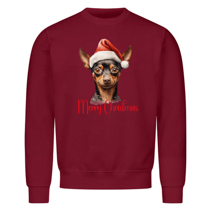 Premium Sweatshirt "Zwergpinscher - Merry Christmas" Burgunder – hunde-shirt.de
