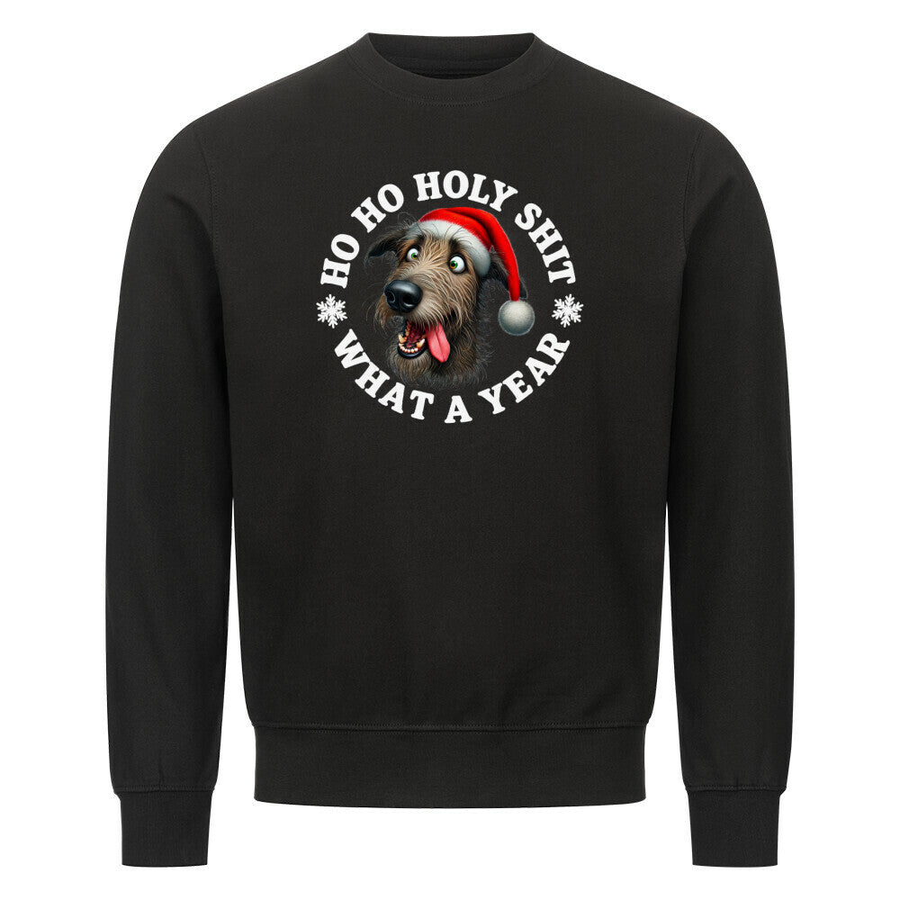 Premium Sweatshirt "Irischer Wolfshund - HO HO..." Schwarz – hunde-shirt.de