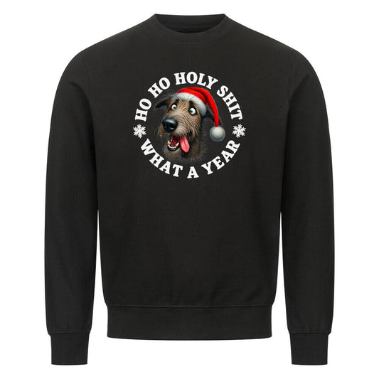Premium Sweatshirt "Irischer Wolfshund - HO HO..." Schwarz – hunde-shirt.de