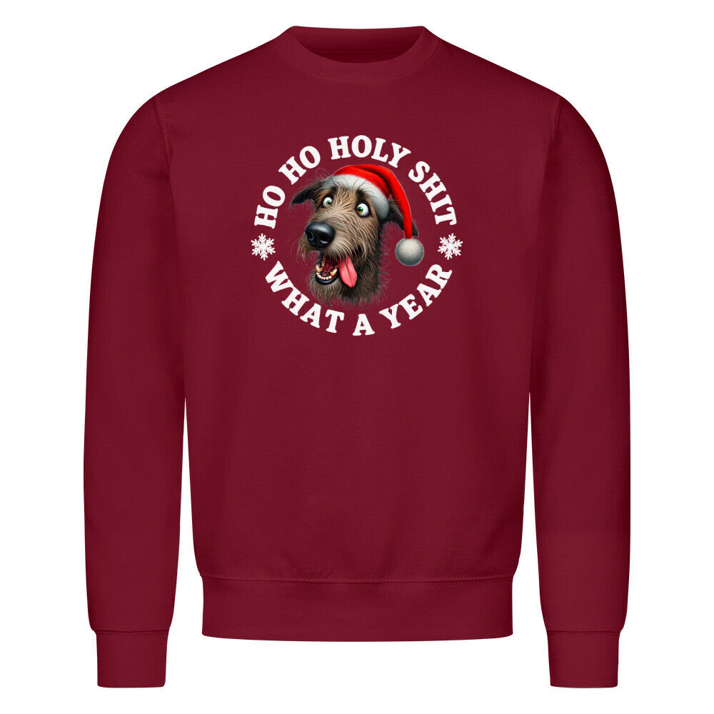 Premium Sweatshirt "Irischer Wolfshund - HO HO..." Burgunder – hunde-shirt.de