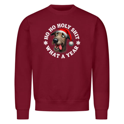 Premium Sweatshirt "Irischer Wolfshund - HO HO..." Burgunder – hunde-shirt.de