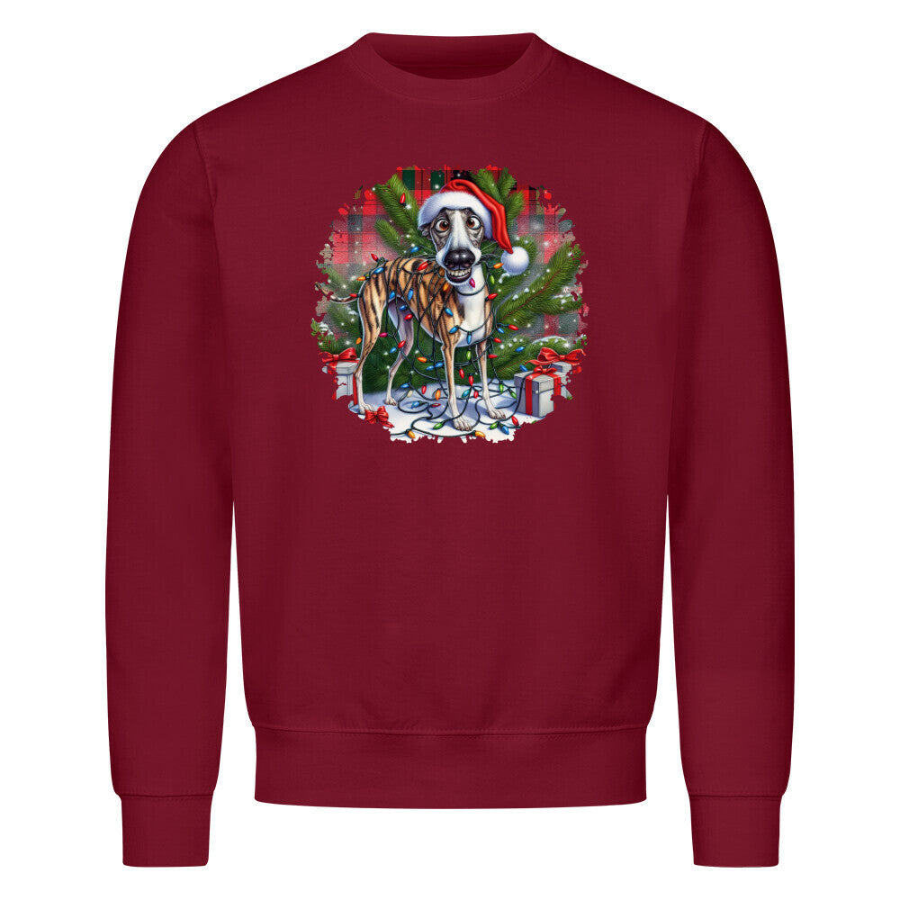 Premium Sweatshirt "Whippet - Funny Christmas" Burgunder – hunde-shirt.de