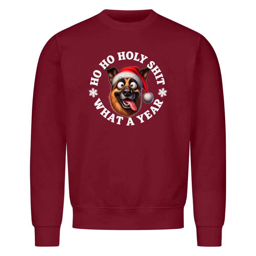 Premium Sweatshirt "Schäferhund - HO HO..." Burgunder – hunde-shirt.de