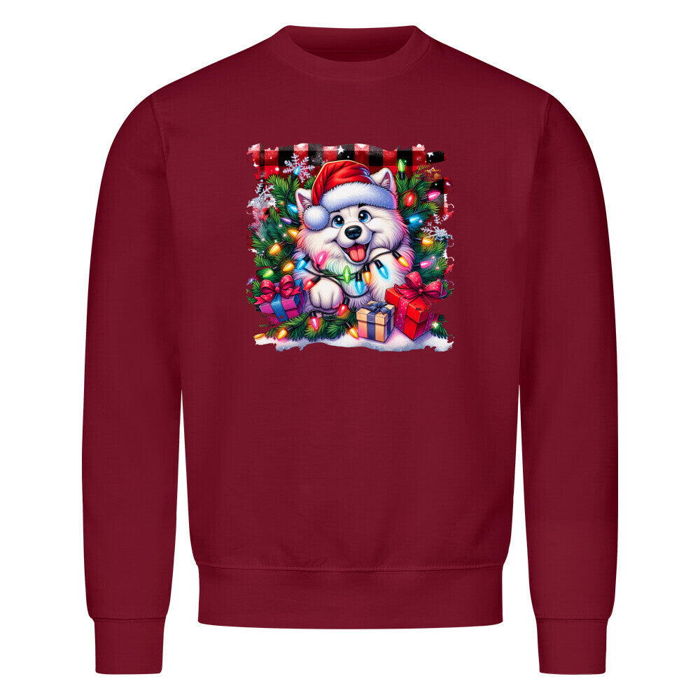 Premium Sweatshirt "Samoyed - Funny Christmas" Burgunder – hunde-shirt.de