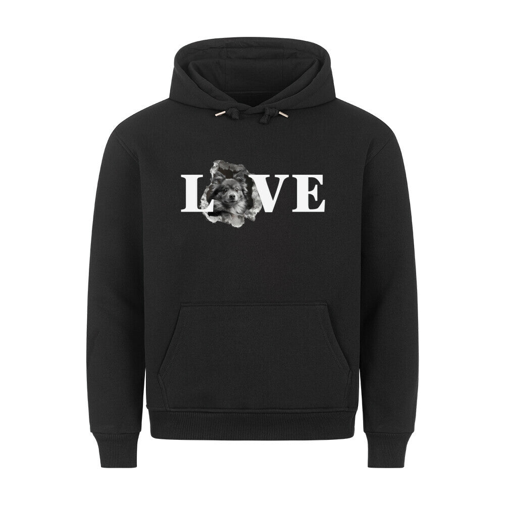 Premium Hoodie "Wolfsspitz - LOVE" Schwarz – hunde-shirt.de