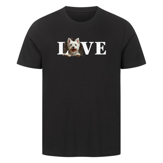 Premium T-Shirt "Westie - LOVE" Schwarz – hunde-shirt.de