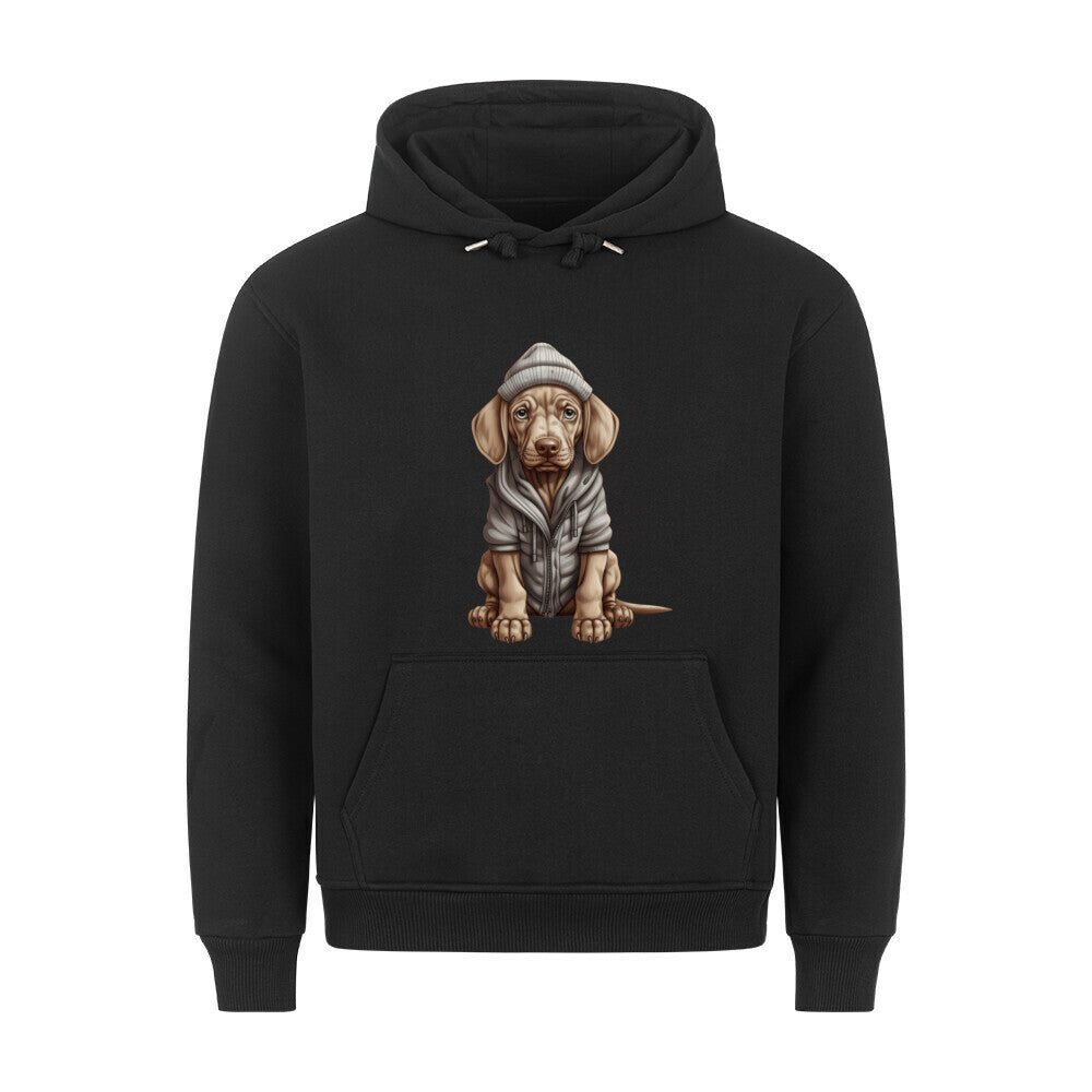 Premium Hoodie "Weimaraner - Winterbub" Schwarz – hunde-shirt.de