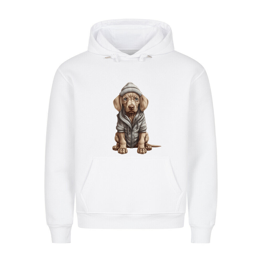 Premium Hoodie "Weimaraner - Winterbub" Weiß – hunde-shirt.de