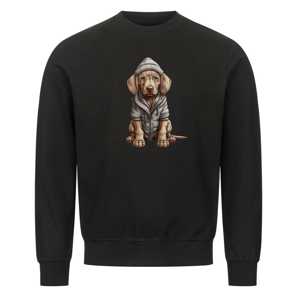 Premium Sweatshirt "Weimaraner - Winterbub" Schwarz – hunde-shirt.de