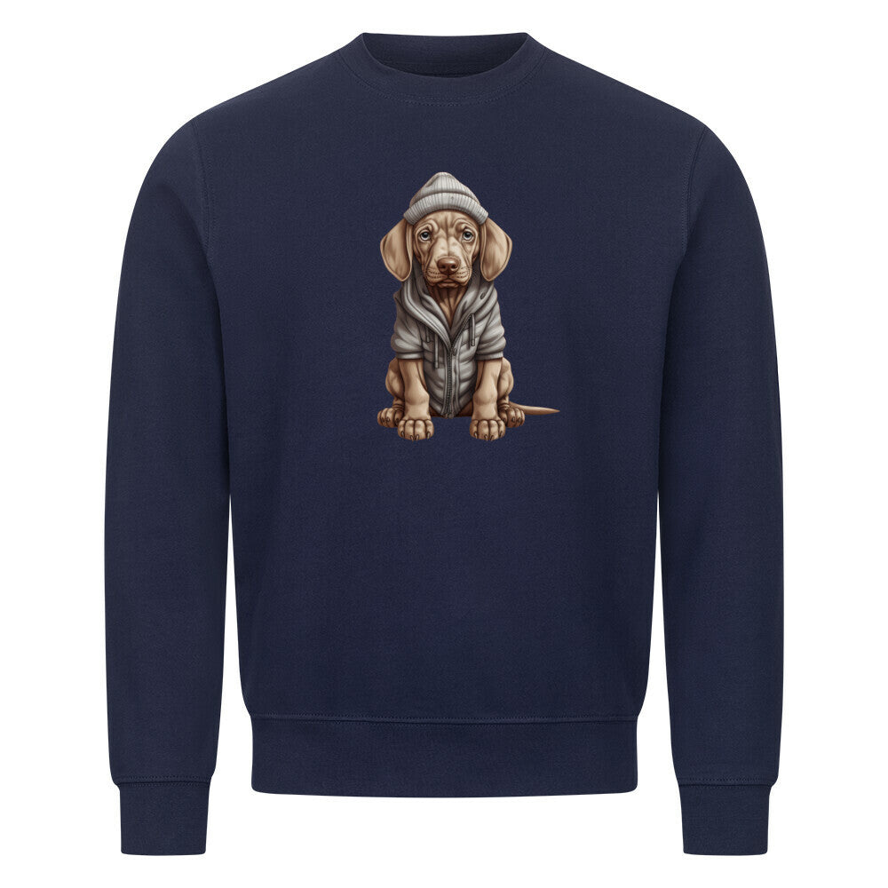Premium Sweatshirt "Weimaraner - Winterbub" Navy Blue – hunde-shirt.de