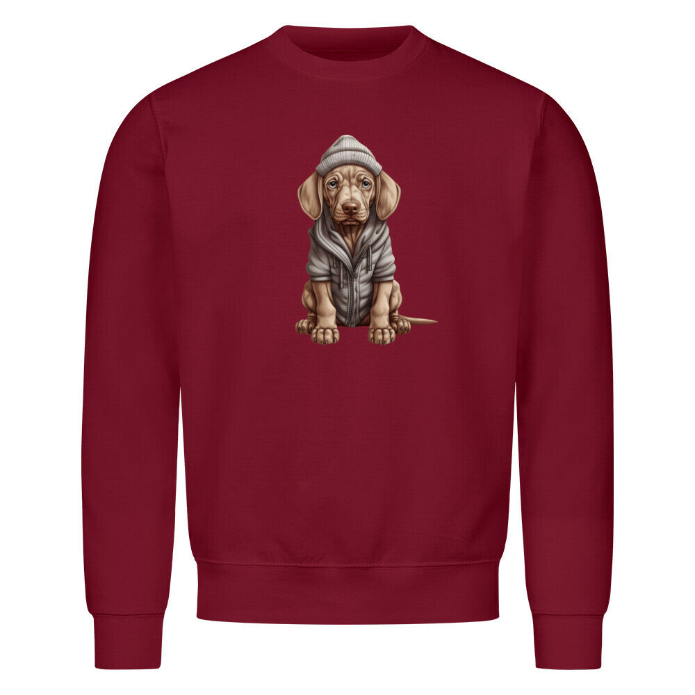 Premium Sweatshirt "Weimaraner - Winterbub" Burgunder – hunde-shirt.de