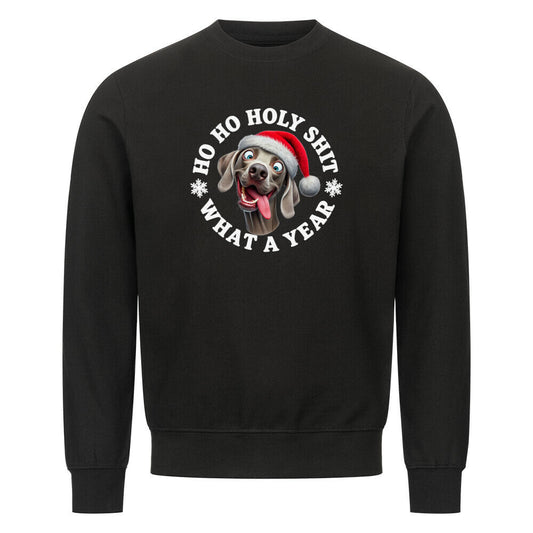 Premium Sweatshirt "Weimaraner - HO HO..." Schwarz – hunde-shirt.de
