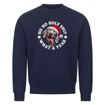 Premium Sweatshirt "Weimaraner - HO HO..." Navy Blue – hunde-shirt.de