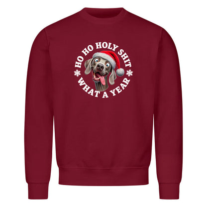Premium Sweatshirt "Weimaraner - HO HO..." Burgunder – hunde-shirt.de
