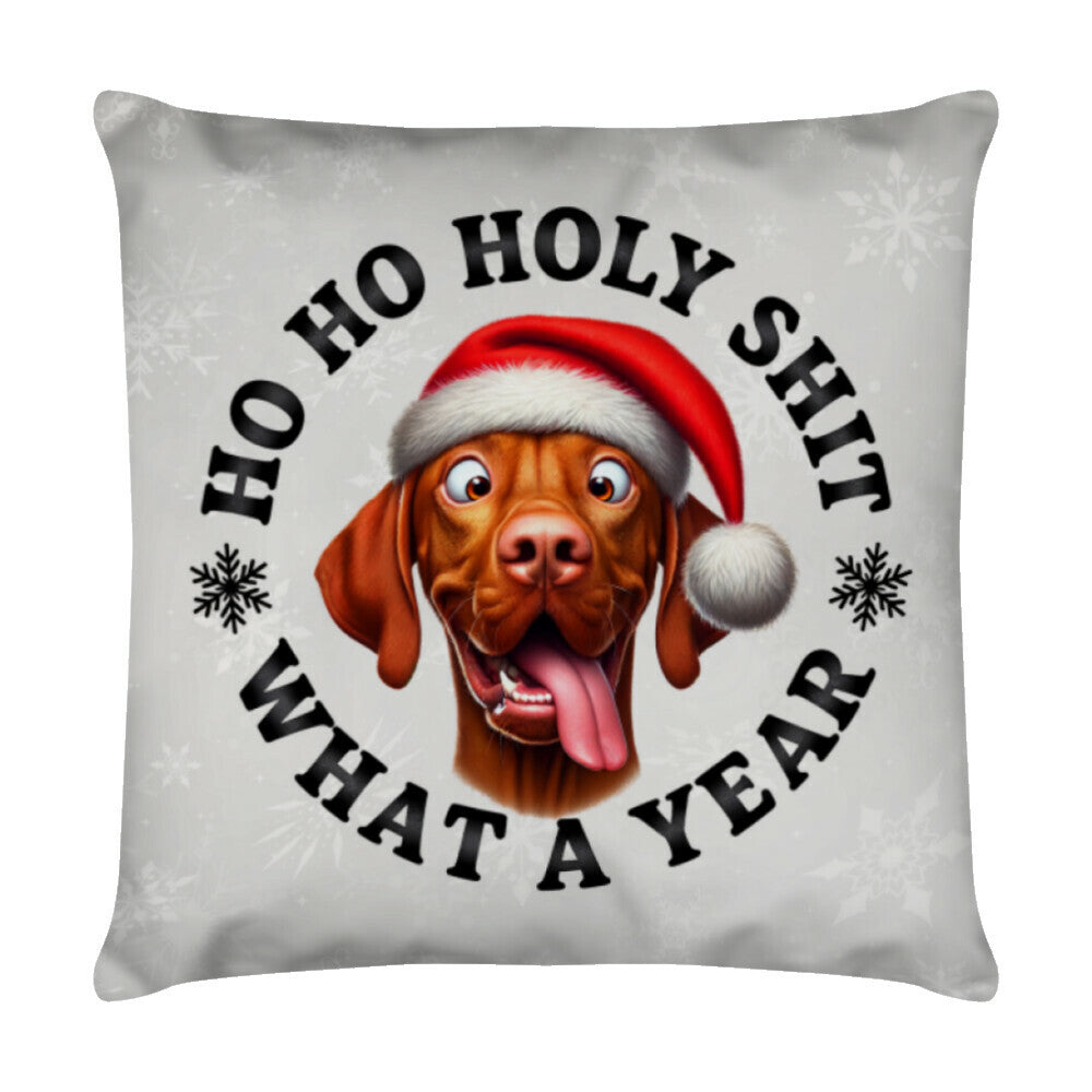 Kissen "Vizsla - HO HO..." Weiß – hunde-shirt.de