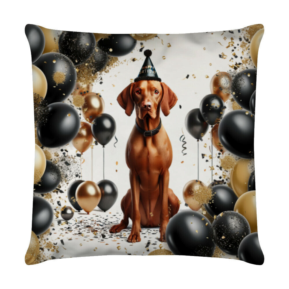 Kissen "Vizsla - Geburtstag" Weiß – hunde-shirt.de