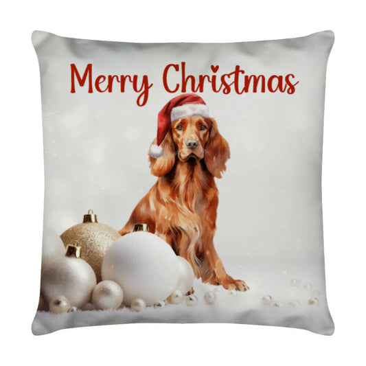 Kissen "Irish Setter - Merry Christmas" Weiß – hunde-shirt.de