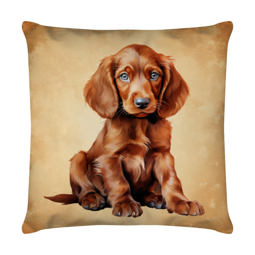 Kissen "Irish Setter - Puppy" Weiß – hunde-shirt.de