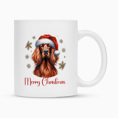 Tasse "Irish Setter - Merry Christmas" Weiß – hunde-shirt.de