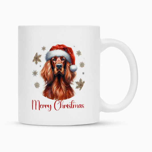 Tasse "Irish Setter - Merry Christmas" Weiß – hunde-shirt.de