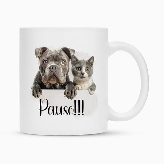 Tasse "OEB - Pause!!!" Weiß – hunde-shirt.de