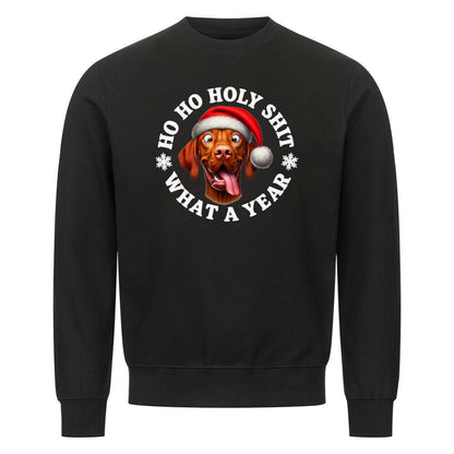 Premium Sweatshirt "Vizsla - HO HO..." Schwarz – hunde-shirt.de