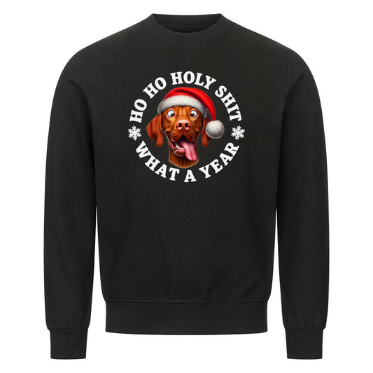 Premium Sweatshirt "Vizsla - HO HO..." Schwarz – hunde-shirt.de