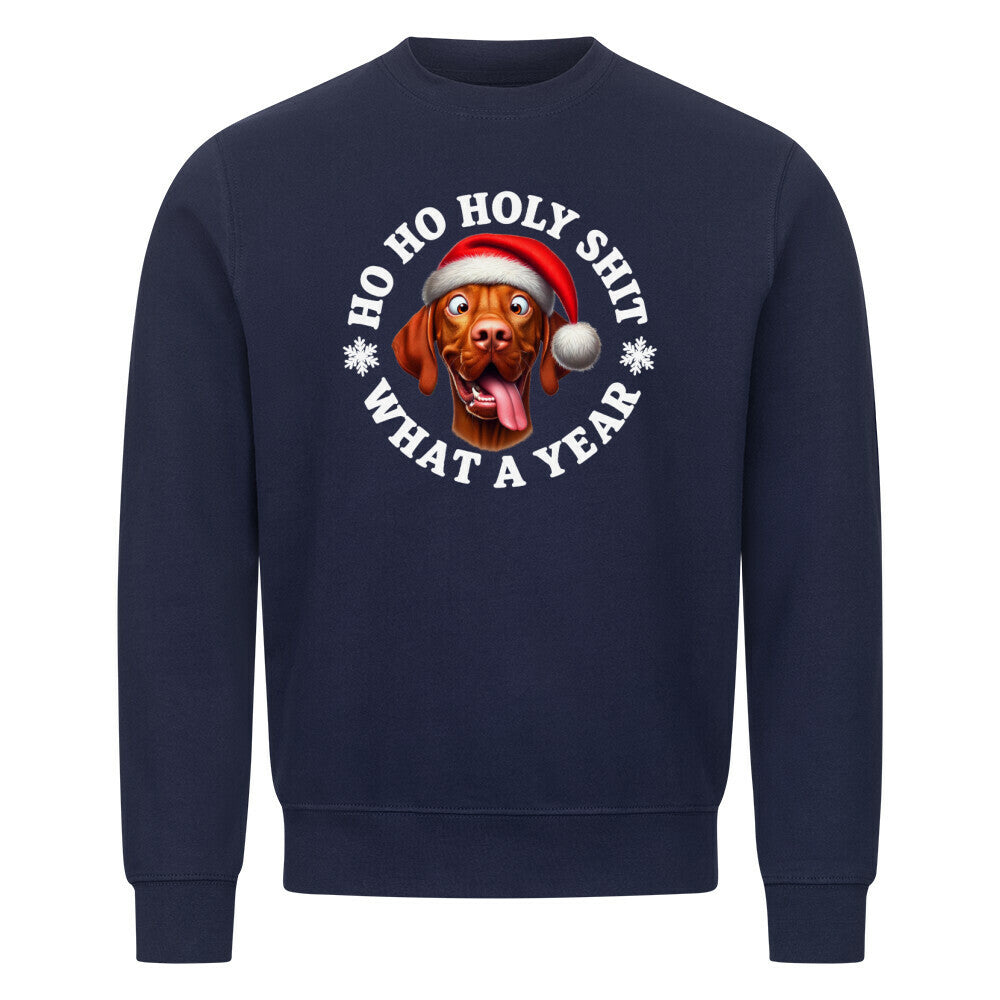 Premium Sweatshirt "Vizsla - HO HO..." Navy Blue – hunde-shirt.de
