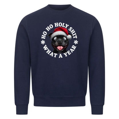 Premium Sweatshirt "Staffordshire Terrier ( schwarz ) - HO HO..." Navy Blue – hunde-shirt.de